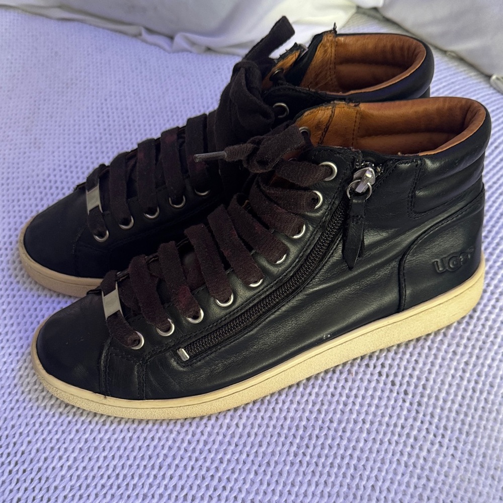 UGG Men's Black Leather High-Top Sneakers
